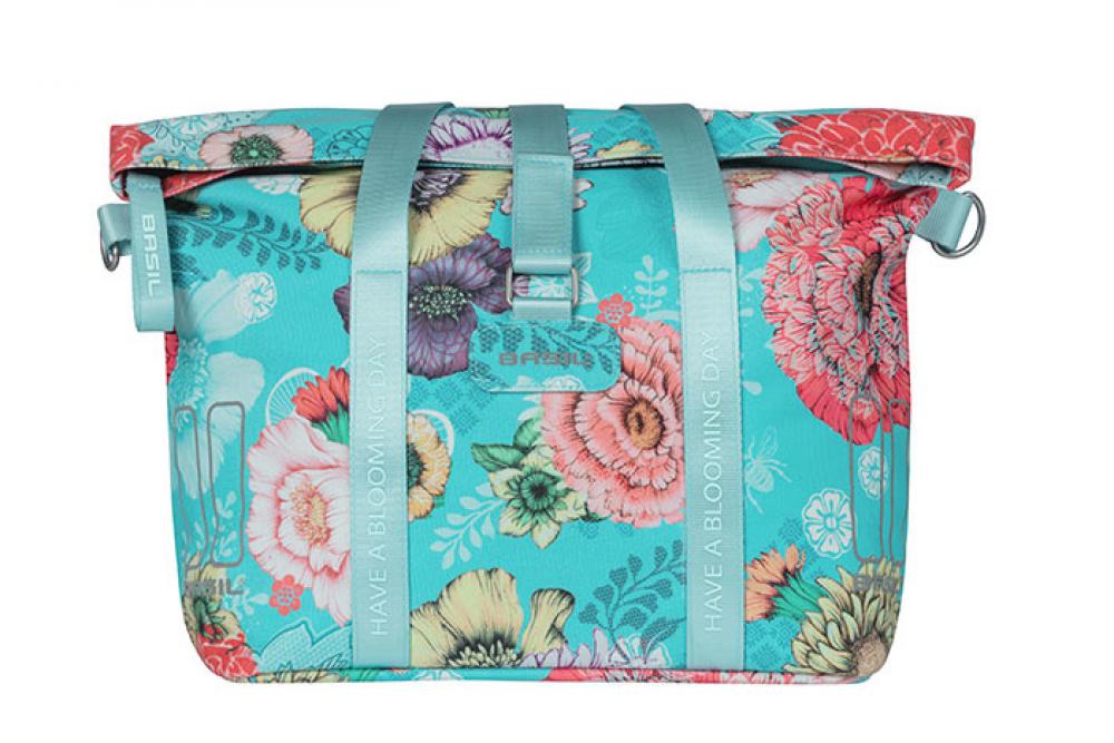 Basil Bloom Field Schultertasche Sky Blue - 11 Liter Fahrradtasche für Damen mit KF-HOOK System - Fahrradhandtasche