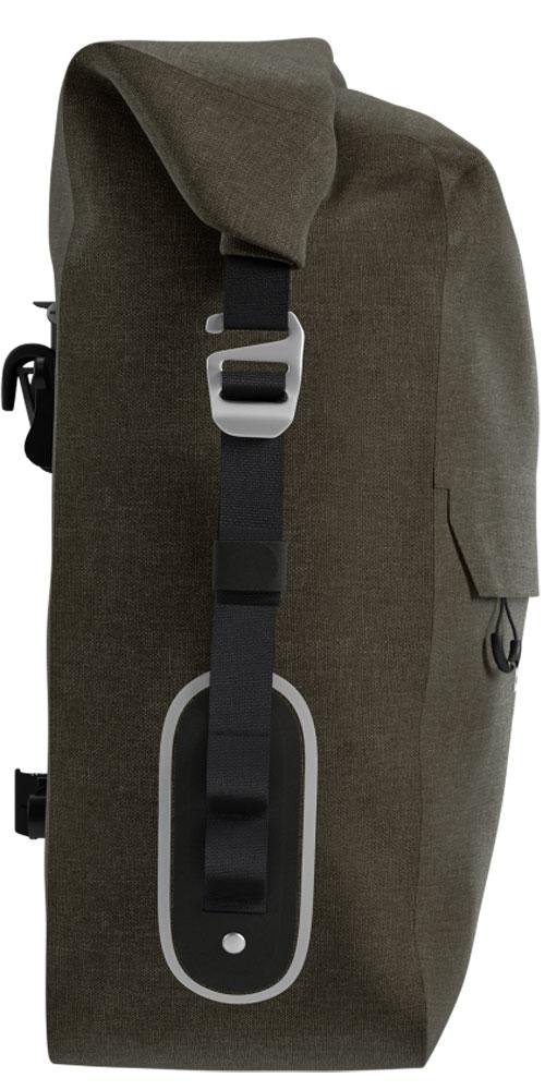 BROOKS Scape Pannier Large Mud Green - wasserdichte Fahrradtasche 18 Liter mit Rollverschluss & KlickFix-System - robuste Bikepacking-Seitentasche