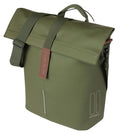 Basil City Shopper MIK Studs 14-16 Liter moss green - wasserabweisender Fahrradshopper mit MIK-Studs-System, Reflektoren & veganen Ledergriffen