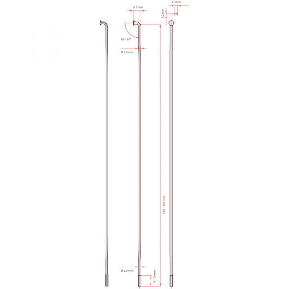 DT Swiss Speiche Aero Comp 2.0 272 mm schwarz - aerodynamische Hochleistungsspeiche