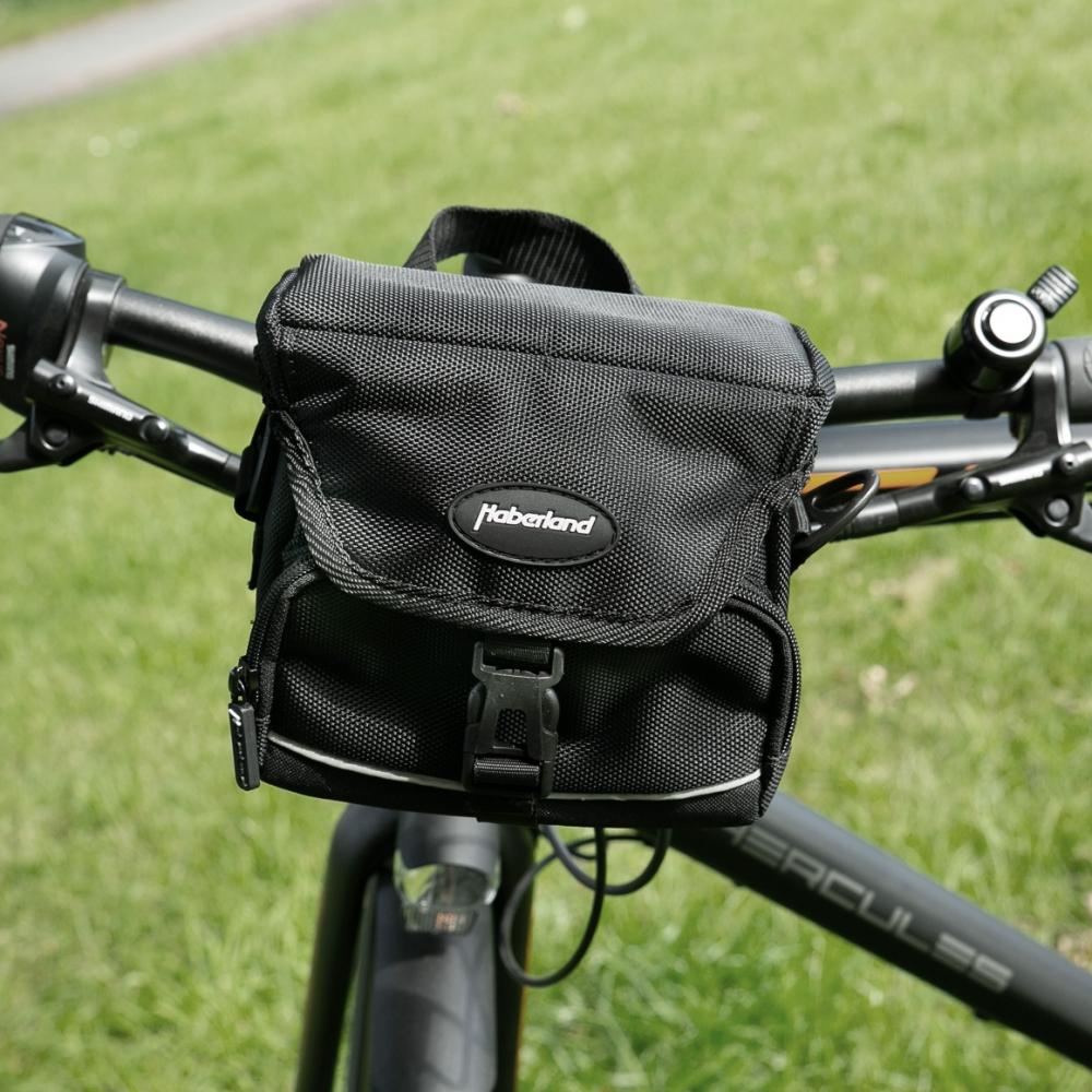 Haberland Lenkertasche 2l Mini schwarz - kompakte Lenkertasche mit KLICKfix für E-Bikes