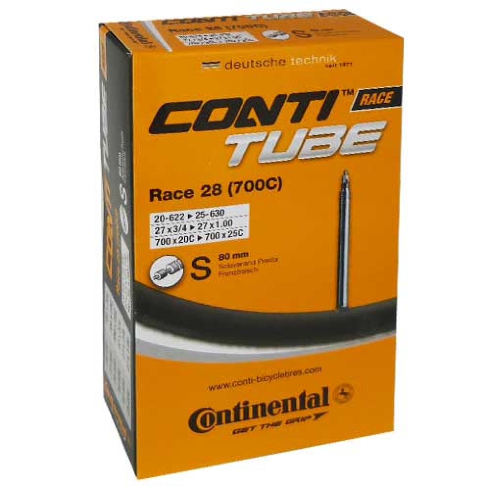 Continental Conti Race 28 Rennradschlauch 700x20/25C mit 80mm SV Ventil in der gelben Originalverpackung.