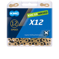 KMC X12 Fahrradkette 12-fach, gewachst, Silber, X-Bridge-Technologie, in transparenter Verpackung.