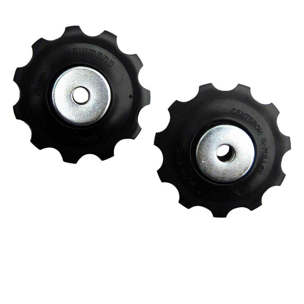 Shimano DEORE RD-T6000 Schaltrollensatz für präzise MTB-Schaltperformance, zwei schwarze Schaltrollen.