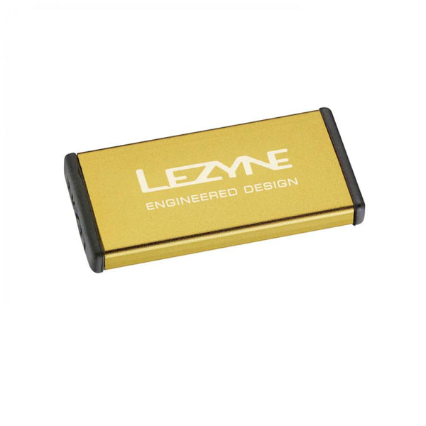 Lezyne Reparaturset METAL Kit Alu 6 Schlauchflicken 1 Anrauher seitliche Öffnung gold-glänzend