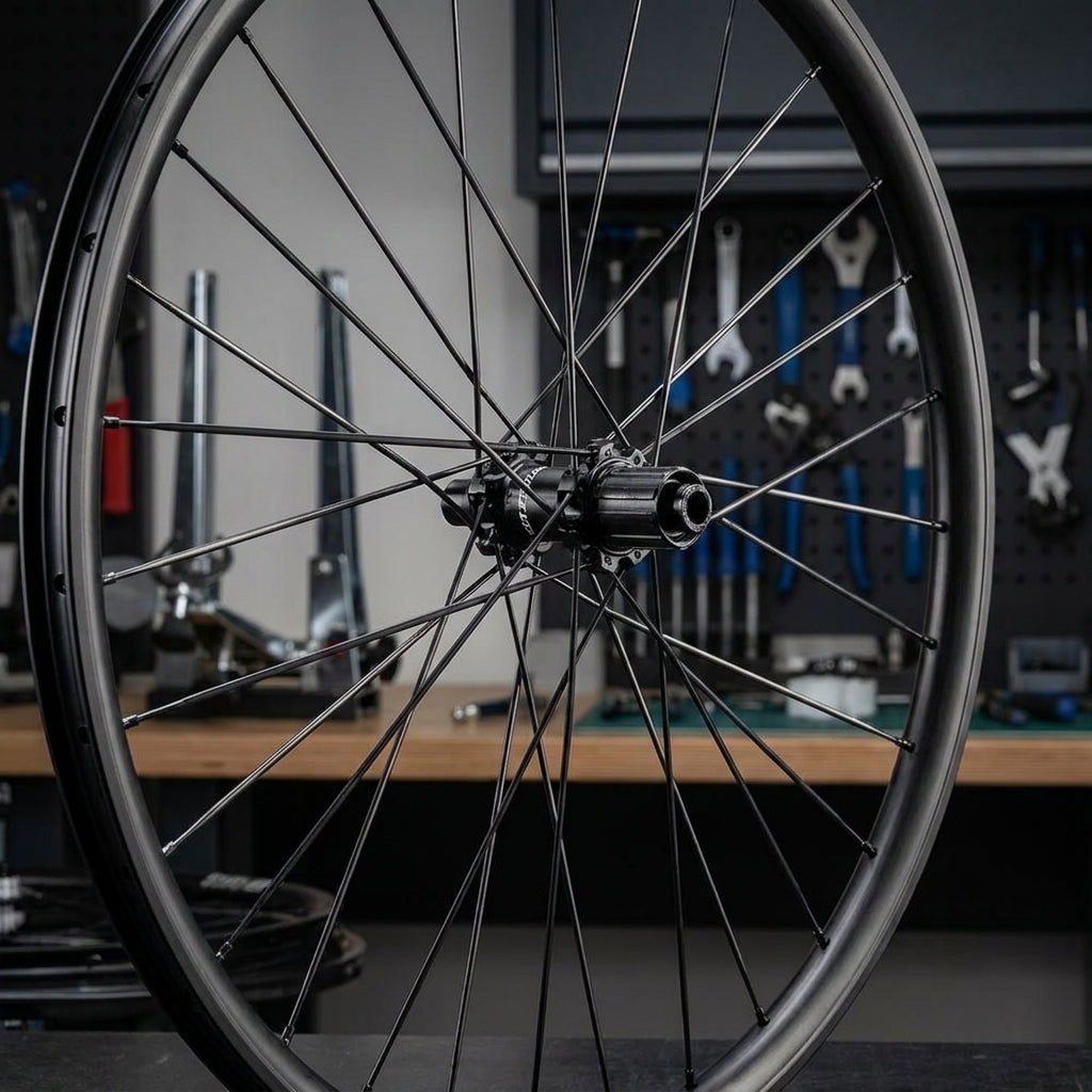 DT Swiss HG 1800 SPLINE Fahrradlaufrad mit Speichenkit in Schwarz, bereit für zuverlässigen Laufradservice.