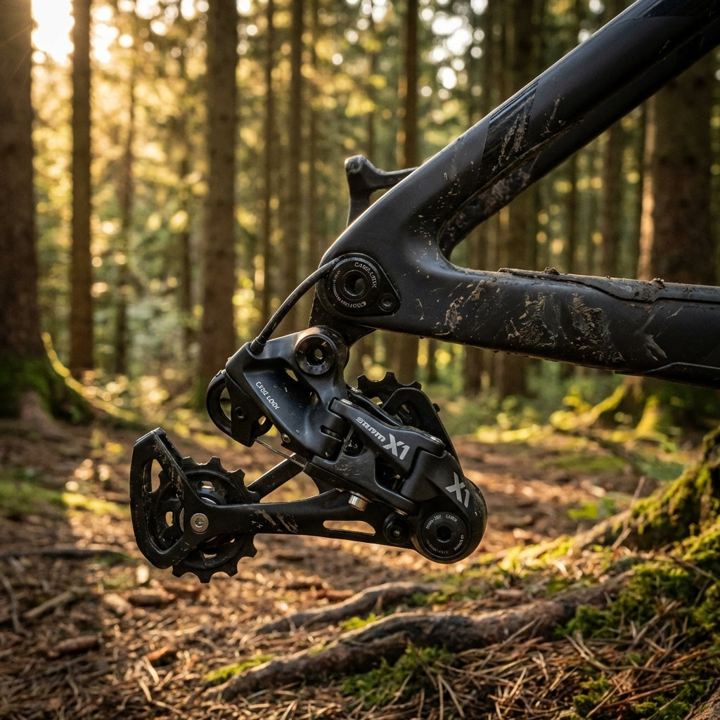 SRAM X1 Type 2.1 Schaltwerk 11-fach in Schwarz für Mountainbikes mit X-Horizon Technologie für präzise Gangwechsel.