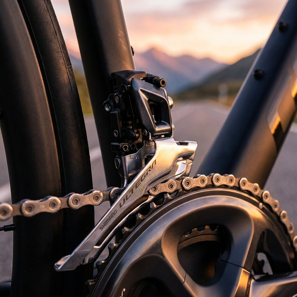 Shimano Ultegra FD-R8000 Umwerfer 2x11-fach mit 34,9 mm Schelle für präzise Schaltvorgänge am Rennrad.