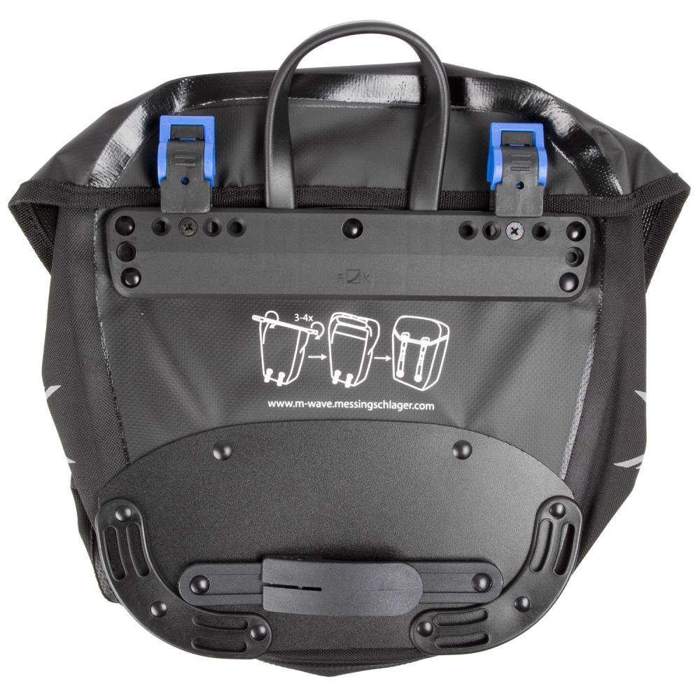 M-Wave Fahrradtaschen MANITOBA Set - 2 Seitentaschen je 12,5 Liter, wasserdicht, reflektierend, schwarz