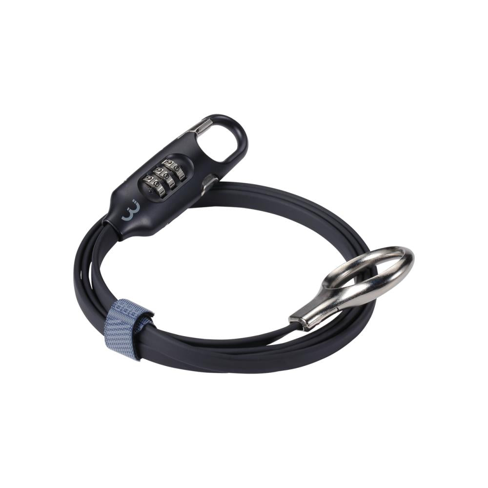 BBB LoopSafe BBL-55 Zahlenschloss, Spiralkabel 1200 mm, Stahl doppelt verdrahtet, 3-stellige Kombi, kompakt, mit Klettband, ideal für unterwegs