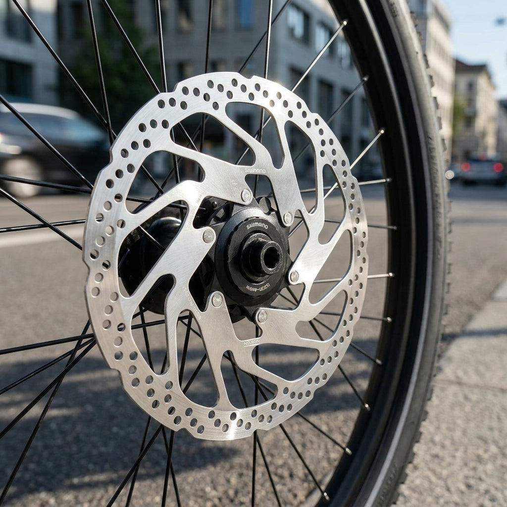 SHIMANO Bremsscheibe RT-EM300 180mm für Geschwindigkeitssensor SM-DUE11/EW-SS301 am Fahrrad.