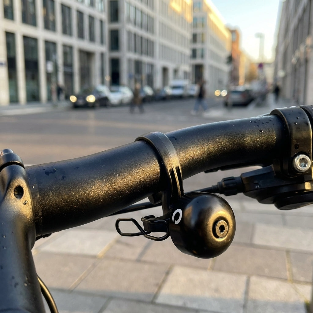 Procraft Klingel DIN-Dong E-Bike Advanced schwarz am Lenker. Laut und platzsparend.