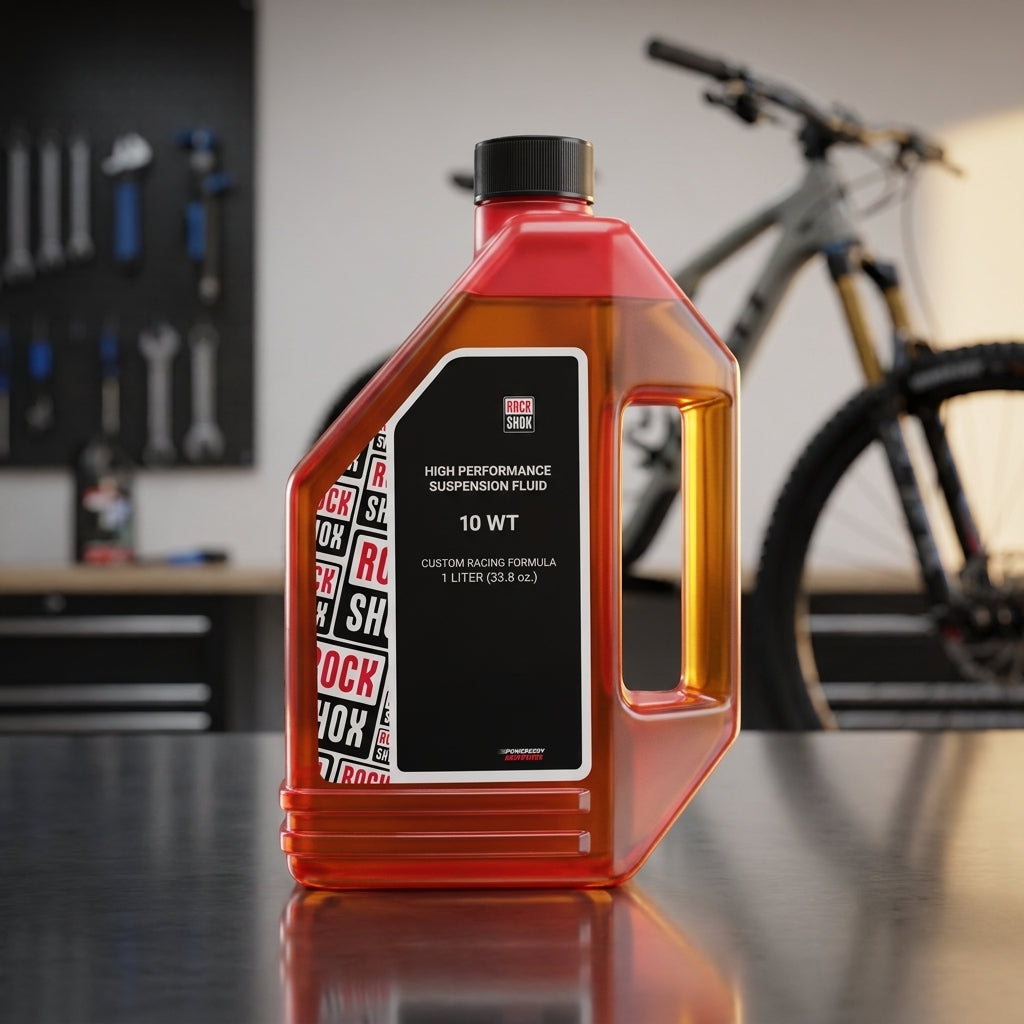 RockShox Hochleistungs-Federgabelöl 10 WT, 1 Liter für Mountainbike-Dämpfer in Fahrrad-Werkstatt.