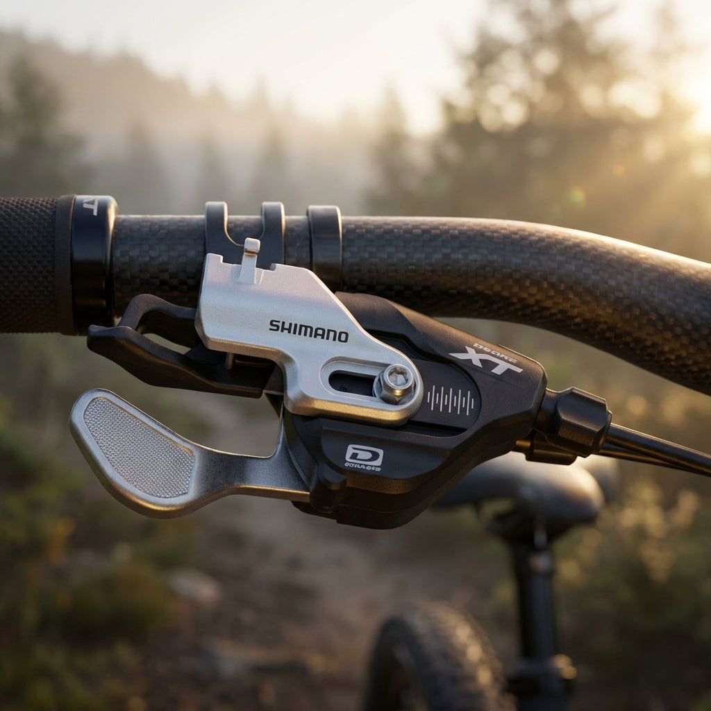 Shimano Deore XT SL-M780-I Schalthebel links 2/3-fach mit I-Spec Montage für ein aufgeräumtes MTB Cockpit.
