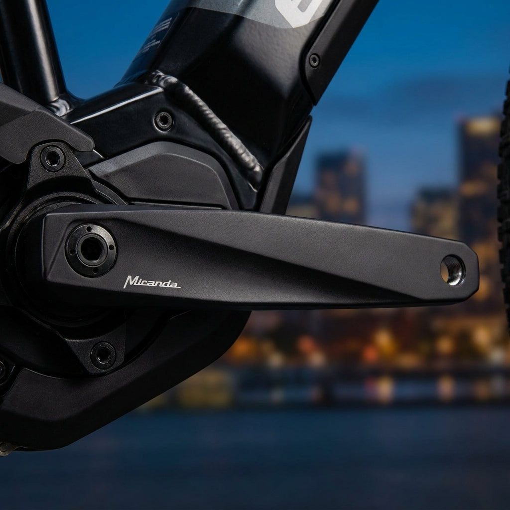 Miranda EPSILON E-Bike Kurbelset 165mm, ISIS Standard. Leicht, robust, präzise für anspruchsvolle Fahrer.