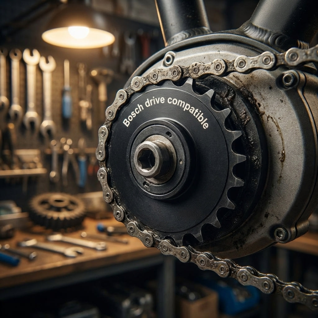 Stronglight E-Bike Ritzel 16 Zähne, Bosch drive kompatibel, mit Kette in Werkstatt.