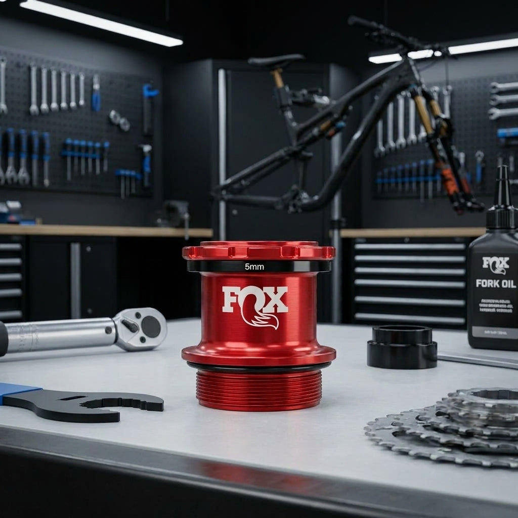 FOX Service Set Assy Bulkhead 1/2 Zoll Schaft, roter 5mm Travel Spacer für präzises Federgabel/Dämpfer Tuning. Fahrradteile.