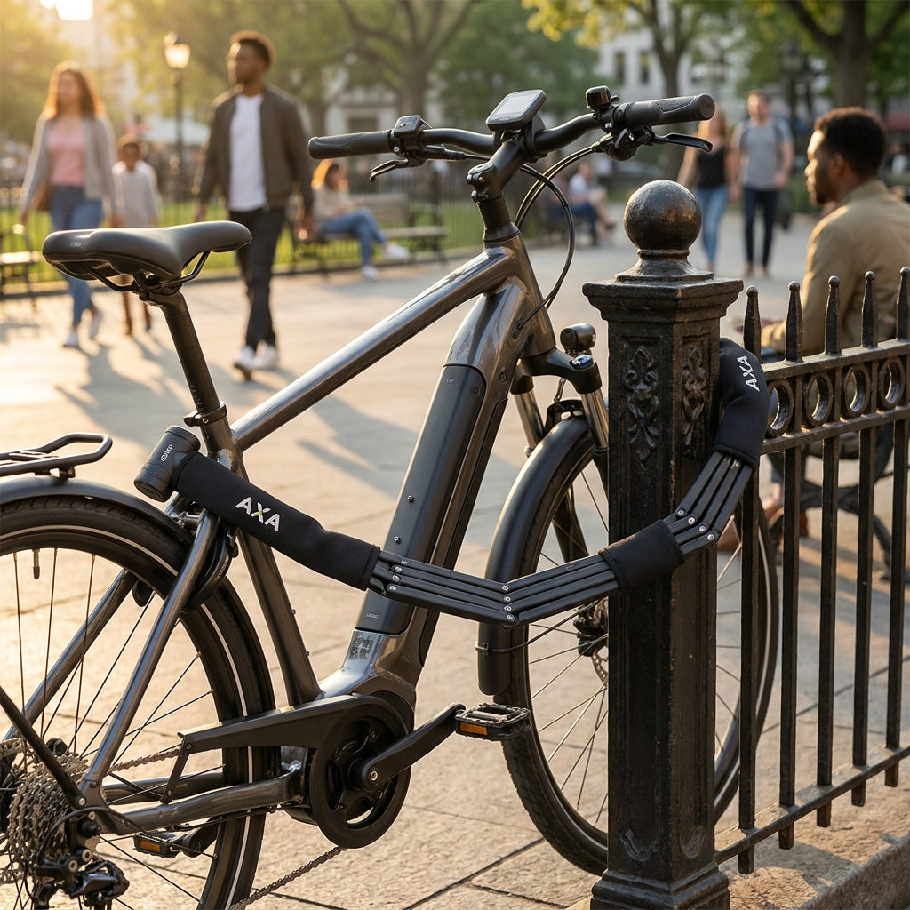 AXA Faltschloss Foldable 8-130: Hochsicheres, 130cm langes Fahrradschloss für E-Bikes. Flexibler Diebstahlschutz mit gehärtetem Stahl.