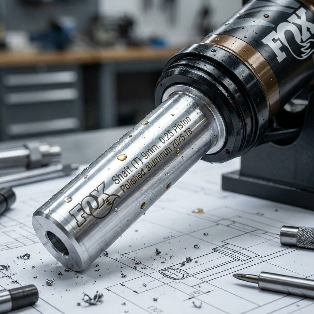 FOX Shaft (T) 9mm, 0.25 Piston aus AL 7075-T6. Präziser Dämpferkolben für FOX Fahrwerk und Mountainbike Performance.