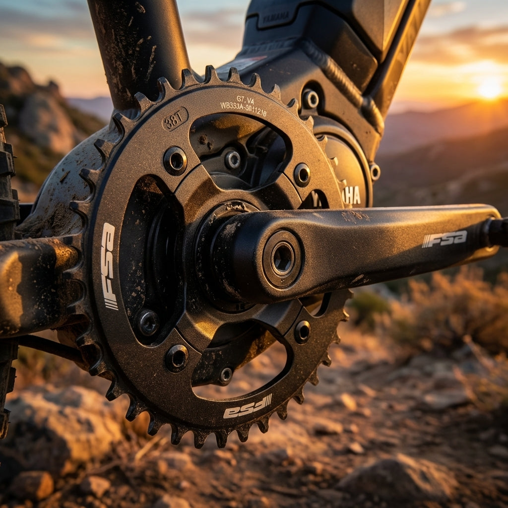 FSA E-Bike Kettenblatt 38 Zähne 104mm Lochkreis für Yamaha PW-X Haibike Sduro schwarz
