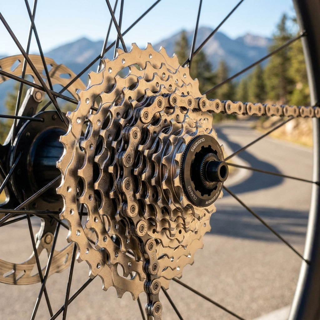 SHIMANO CS-R8101/CS-R8100 Ritzeleinheit 21-24-27-30-34Z für 11-34Z am Fahrrad-Hinterrad mit Kette.