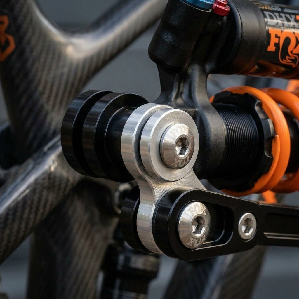 FOX Kit Mounting Hardware 5-teilig: Präzise Aluminium Dämpferbefestigung für Mountainbikes. Optimiert Fahrwerks-Performance.