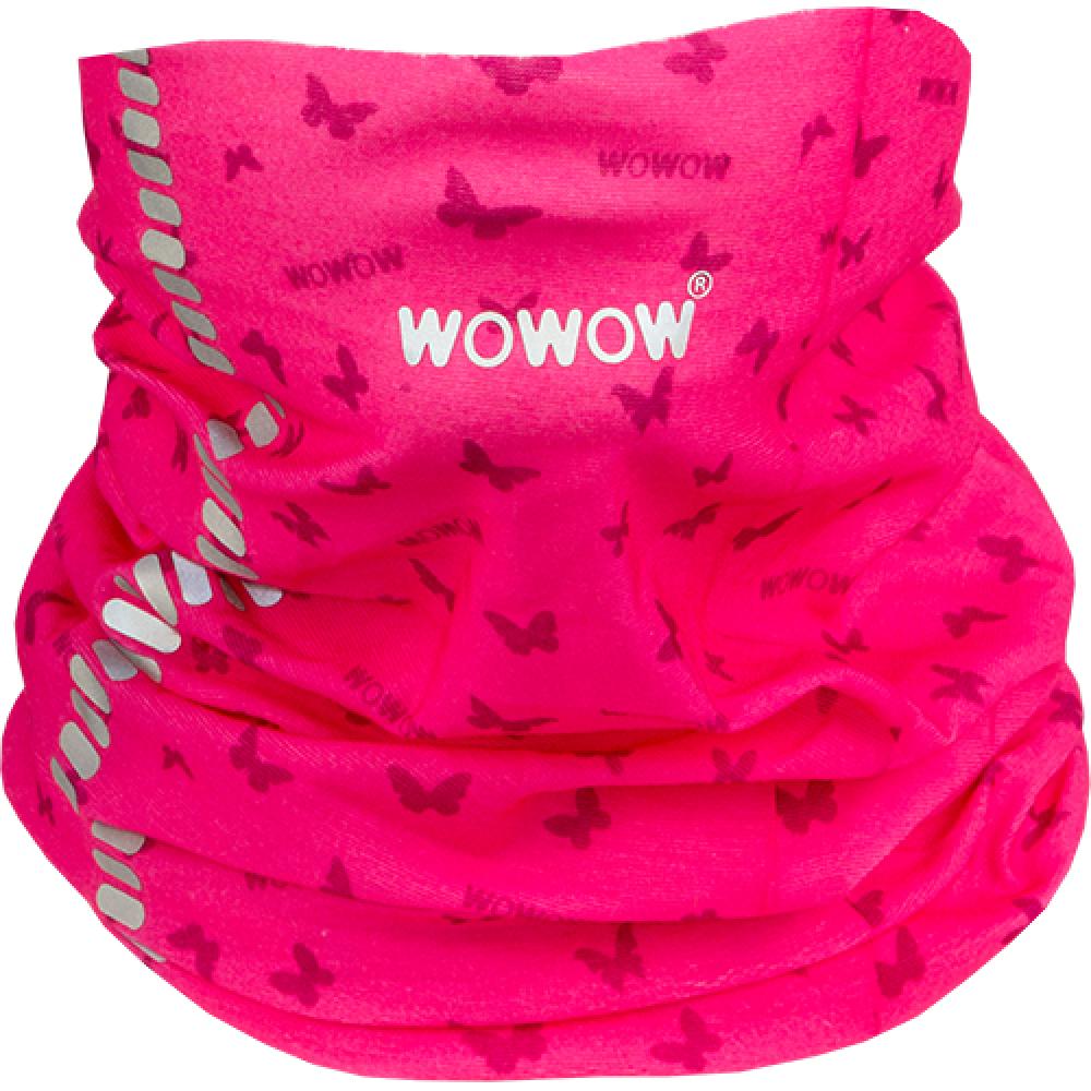 Pinkes Wowow Halstuch für Kinder mit Schmetterlingsmuster und reflektierenden Elementen.