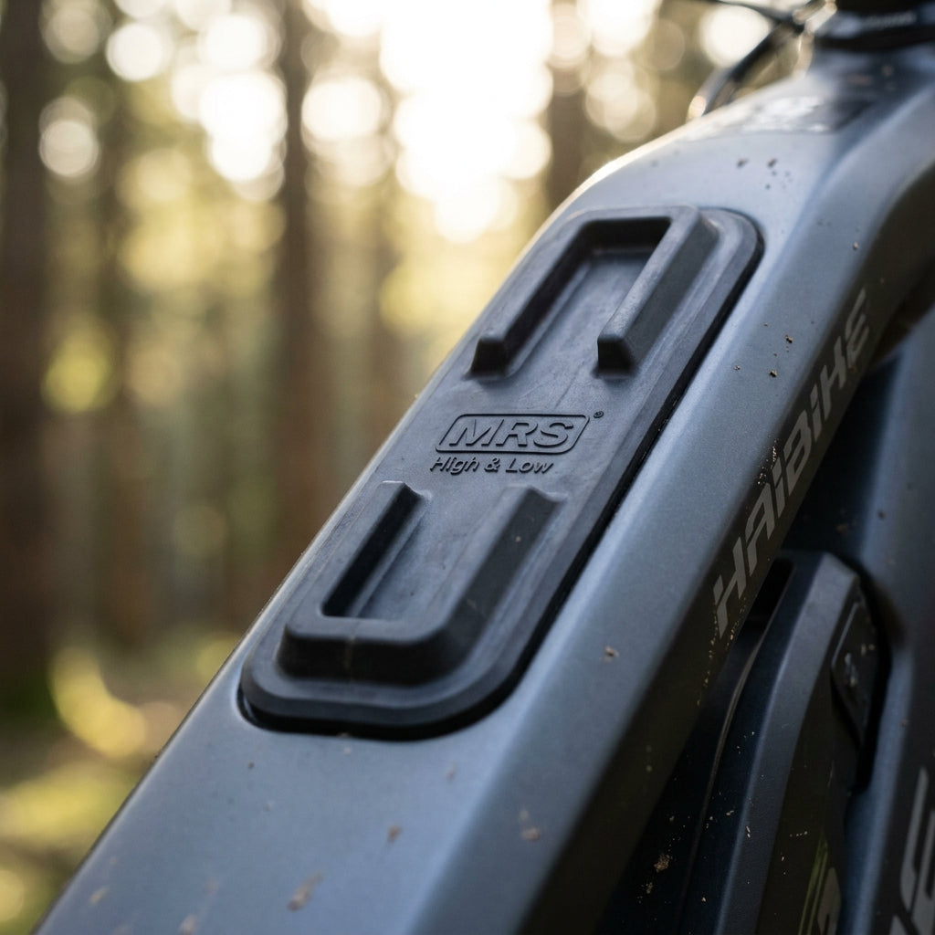 MRS Rail Gummi Haibike Hoch & Niedrig für optimalen Schutz der MRS Schiene und sicheren Zubehörhalt am E-Bike. Fahrradteile.