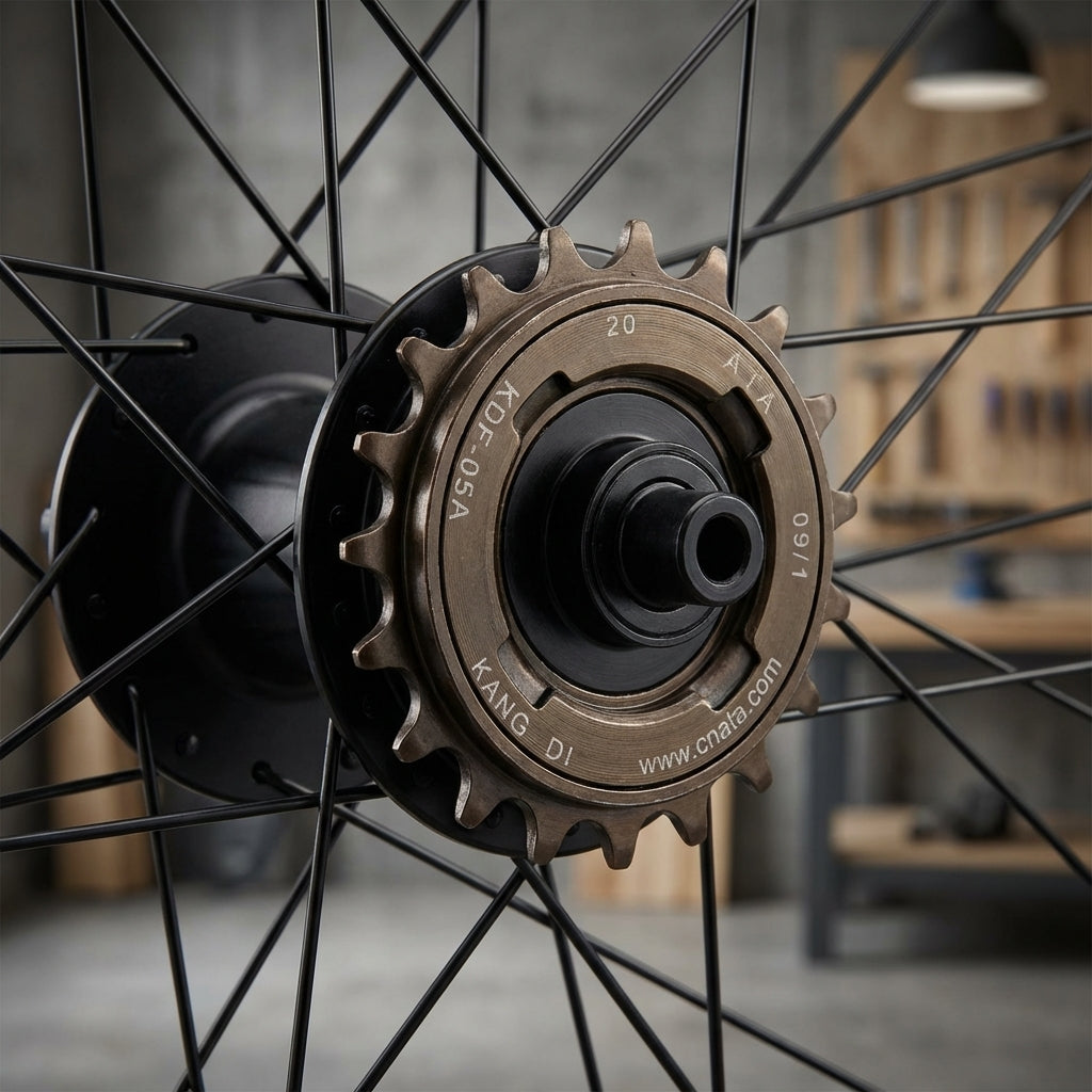 XLC Freilauf Single Speed 16Z 1/8" schwarz, montiert an einem Fahrrad-Hinterrad.