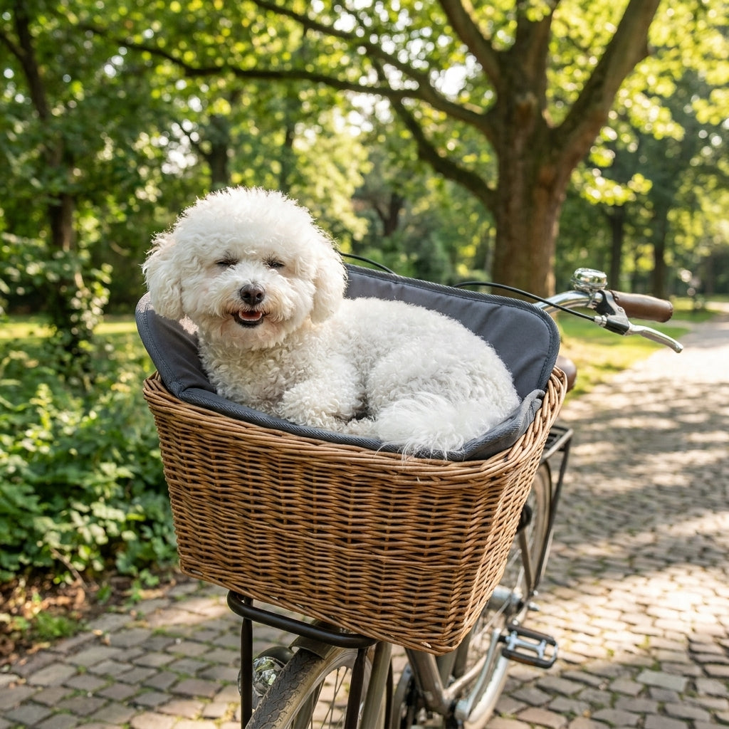 Basil Pasja Hundekissen für Fahrradkorb - Grau 46x23 cm - Waschbar & Komfortabel - Kisseneinlage