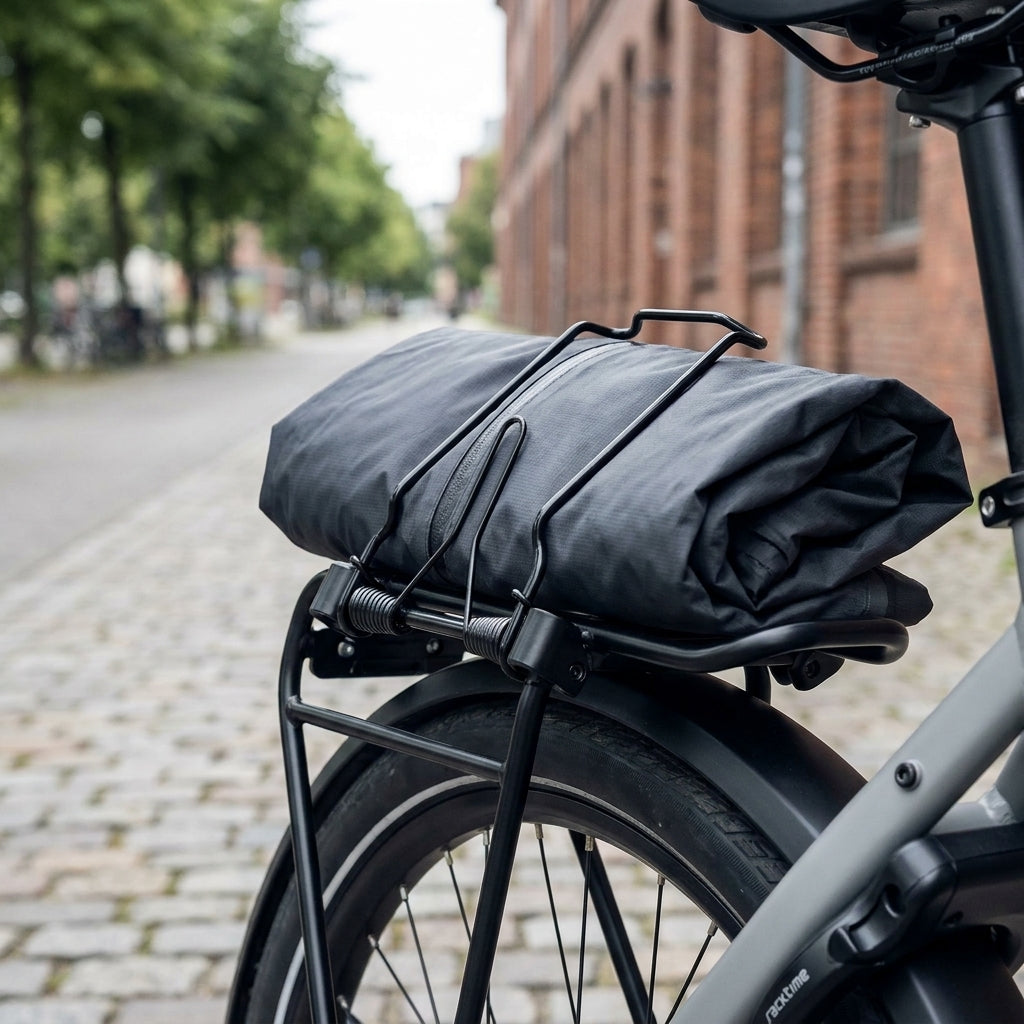 Racktime Clampit 2.0 Federklappe Steel ED. Robuste, schwarze Stahlklemme für sicheren Halt auf Snapit 2.0 Fahrrad-Gepäckträgern.