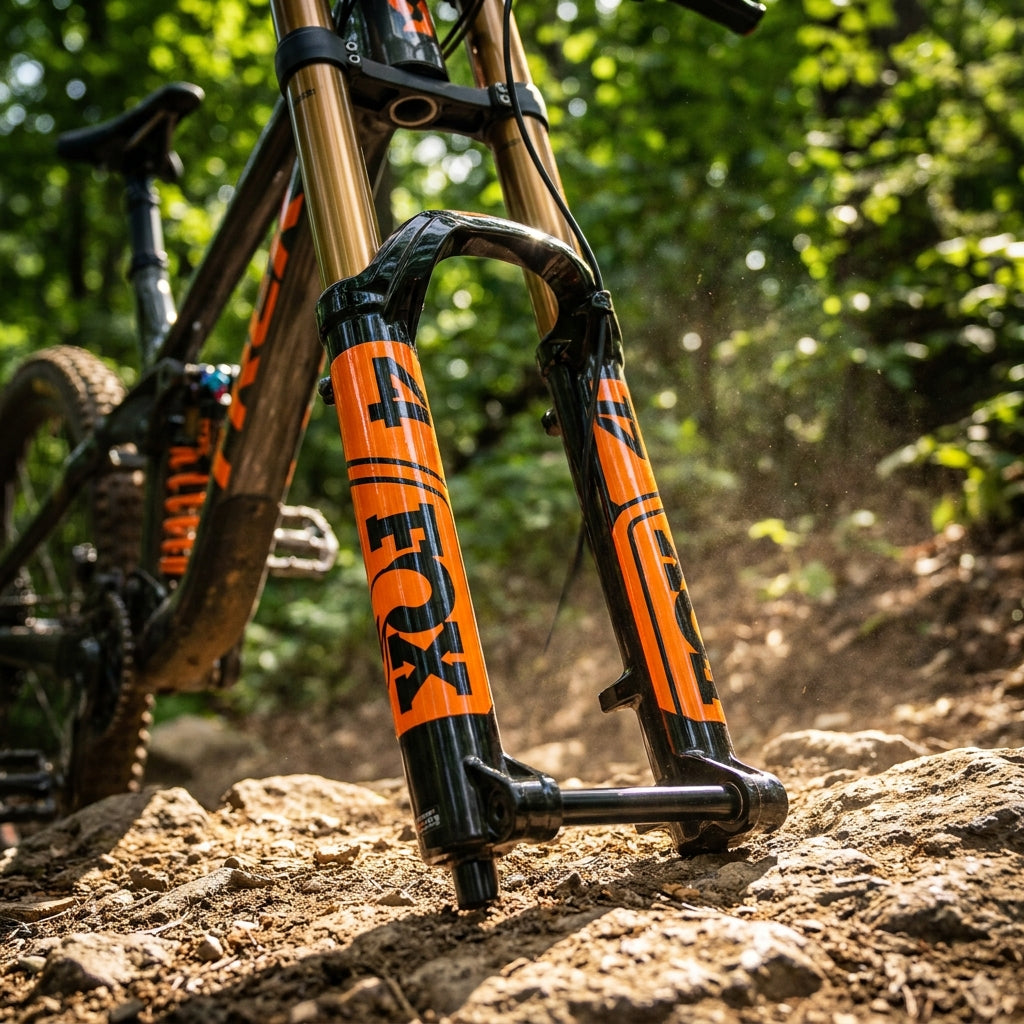 FOX Decal Kit 40 F-S, Black Logo, Shiny Orange Fork - stylisches Upgrade für deine Gabel