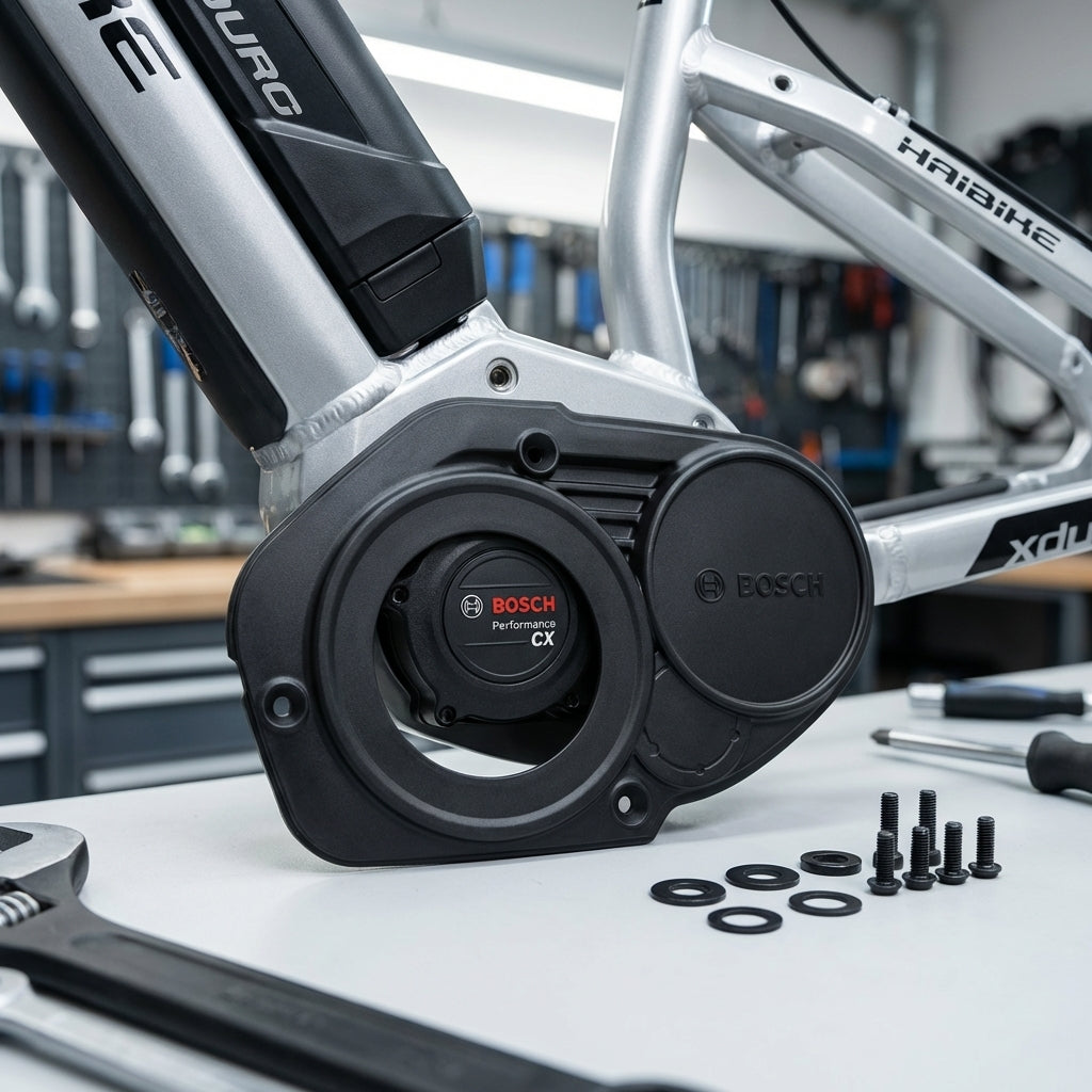 ASTRO BOSCH Designdeckel CX rechts am Haibike Xduro E-Bike Alu Rahmen