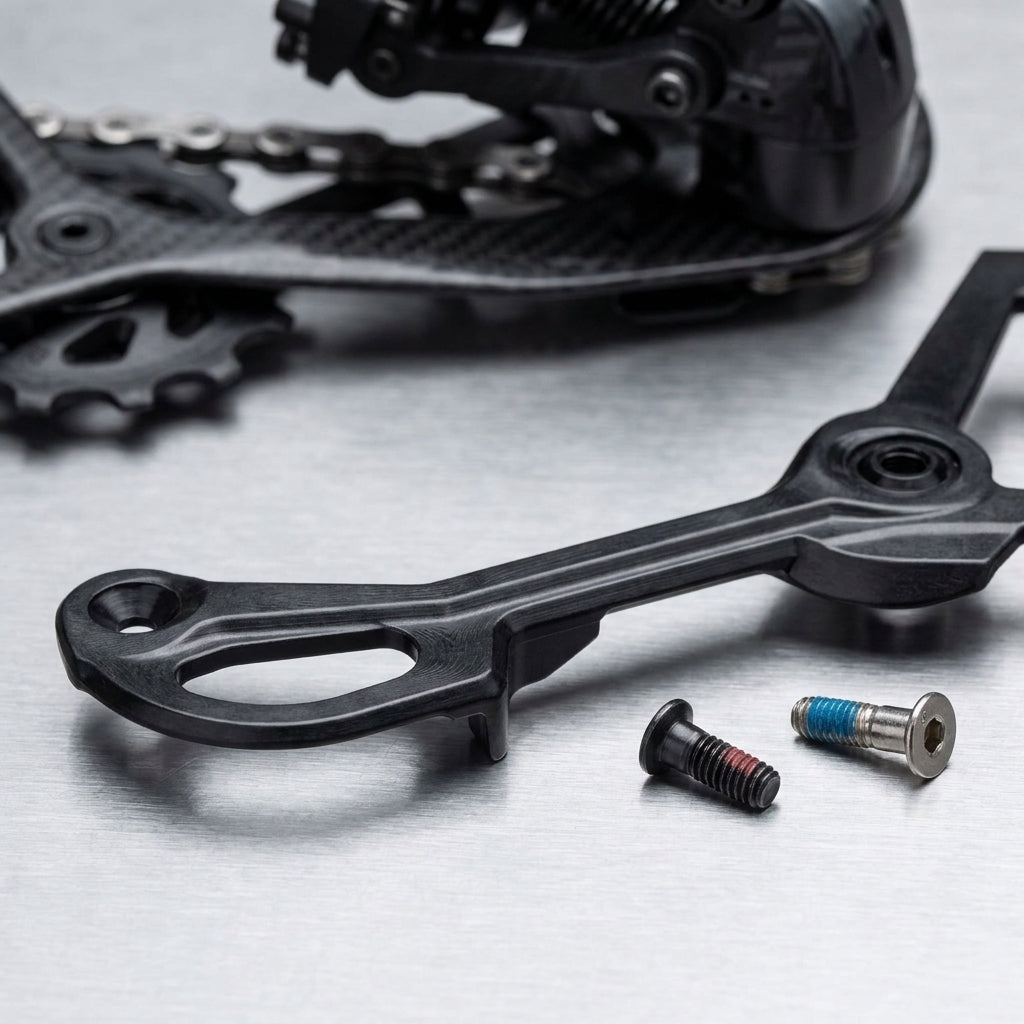 SRAM Force AXS E1 innen Käfigblech aus Carbon mit Stahlschrauben für Fahrrad-Schaltwerk.