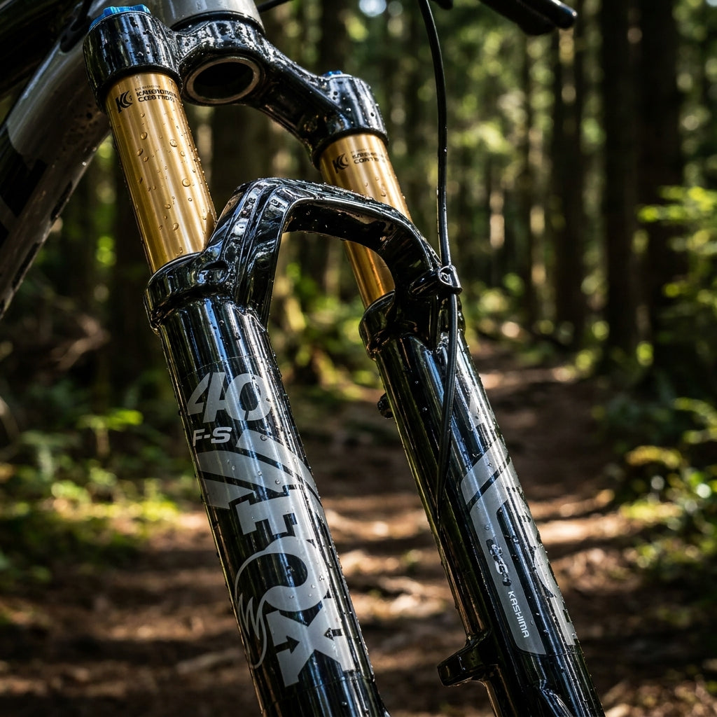 FOX Decal Kit 40 F-S Kashima/Gray Logo für Shiny Black FOX Federgabel. Hochwertiges MTB Gabel Upgrade. Robust & edel.