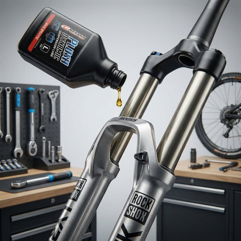 RockShox Maxima Plush Gabelöl tropft in Federgabel. Wartung für BoXXer, Domain, Lyrik, Pike, Revelation, Yari, ZEB.