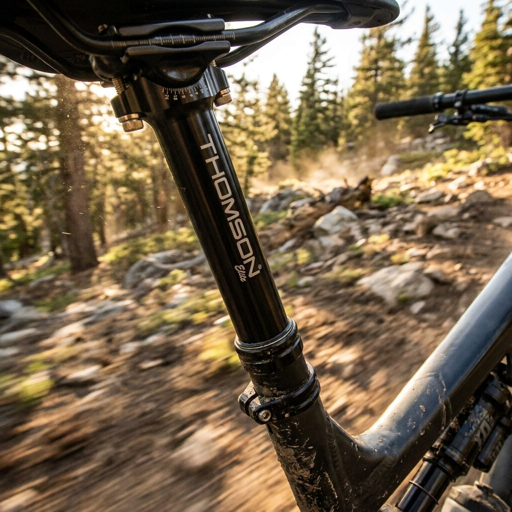 Thomson Elite Patentsattelstütze schwarz. Hochwertiges 7000er Flugzeugaluminium für Mountainbike und Rennrad. Robust, präzise.