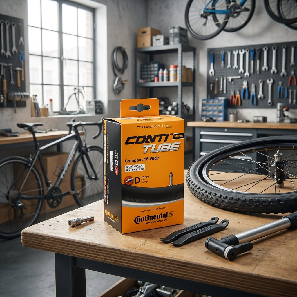 Continental Fahrradschlauch 16 Zoll Conti Compact wide, Dunlopventil. Hochwertiger Ersatzschlauch für kompakte Fahrräder.