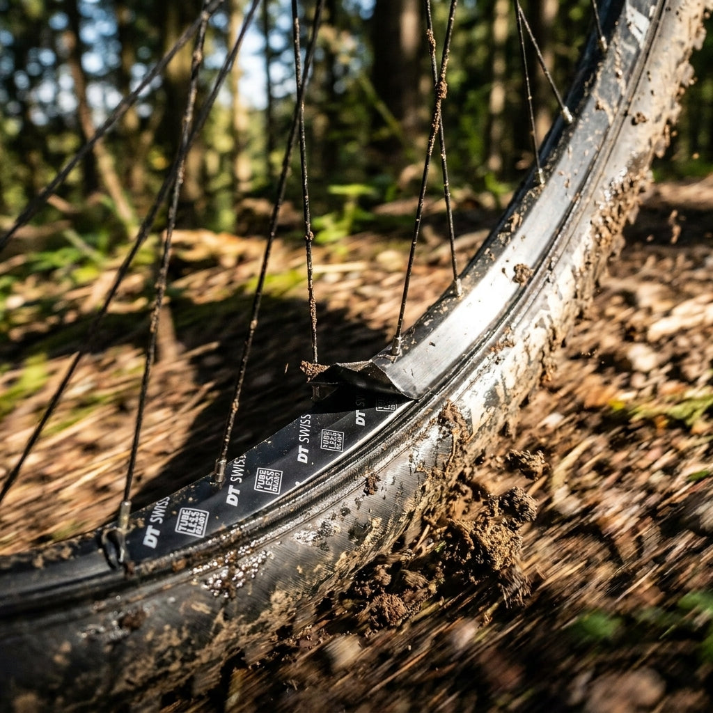 DT Swiss Tubeless Felgenband TLR 25mm für zuverlässige Felgenabdichtung und Pannenschutz am Fahrrad. Schwarz, strapazierfähig.