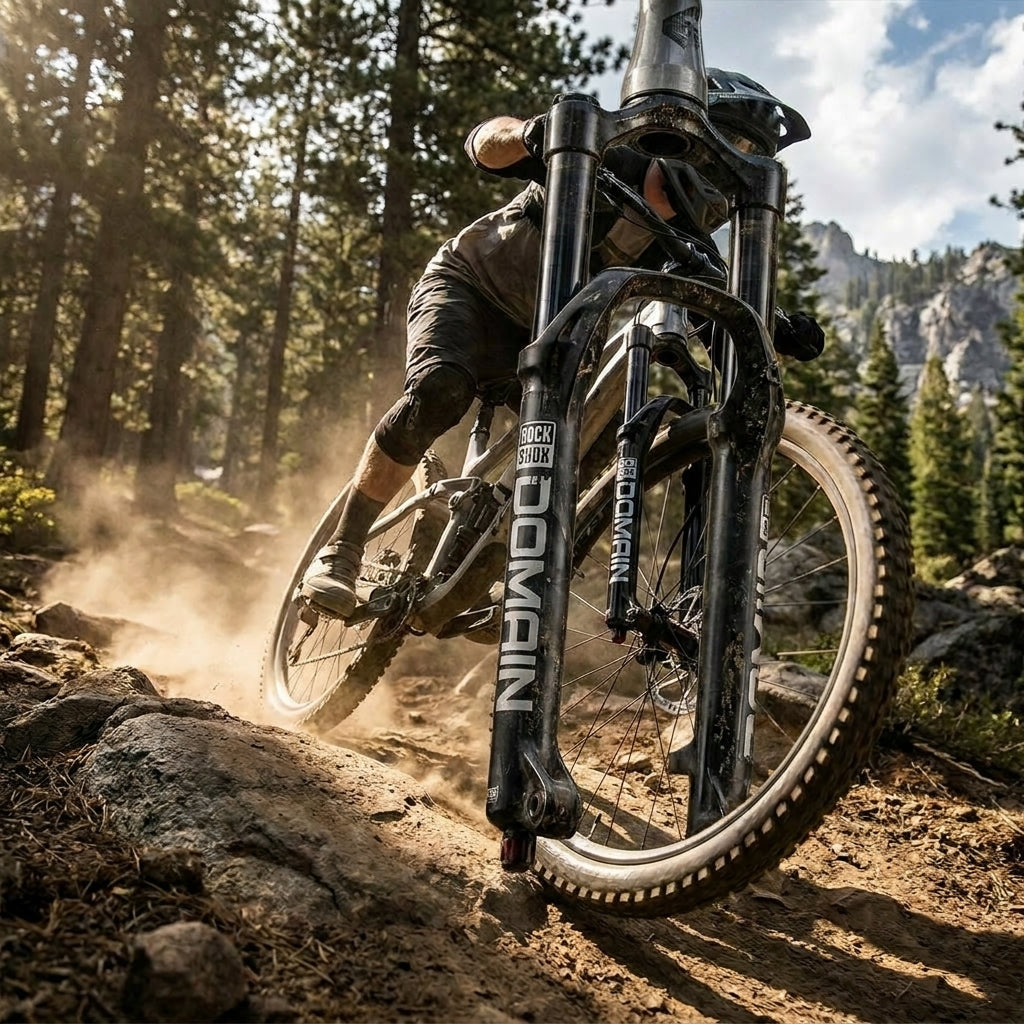 RockShox Domain Federgabel für Mountainbikes. Robuste MTB-Federung für 27/29" Räder, Boost-Technologie, Offroad-Performance.