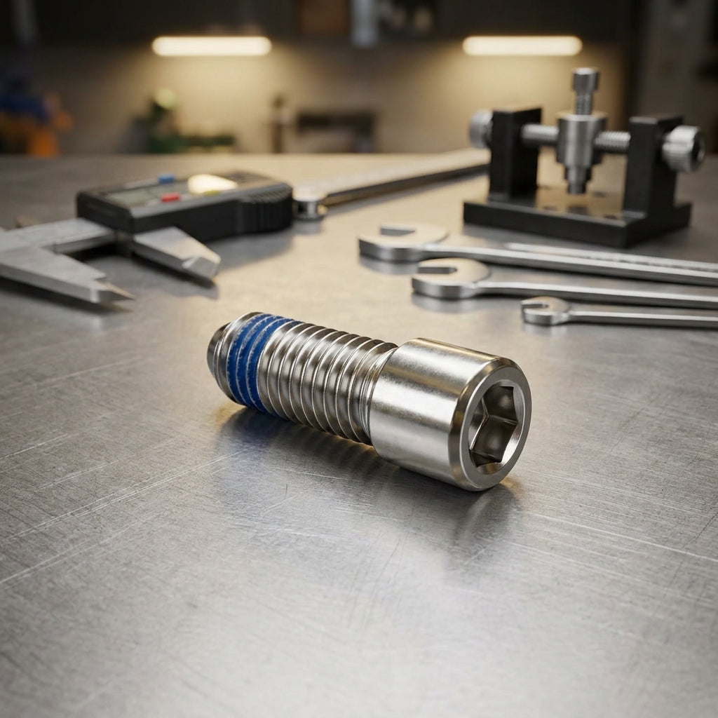 FOX Fastener M3 Edelstahlschraube mit Nylock Patch. Vibrationsfeste Innensechskant Setzschraube für sichere Fixierung.