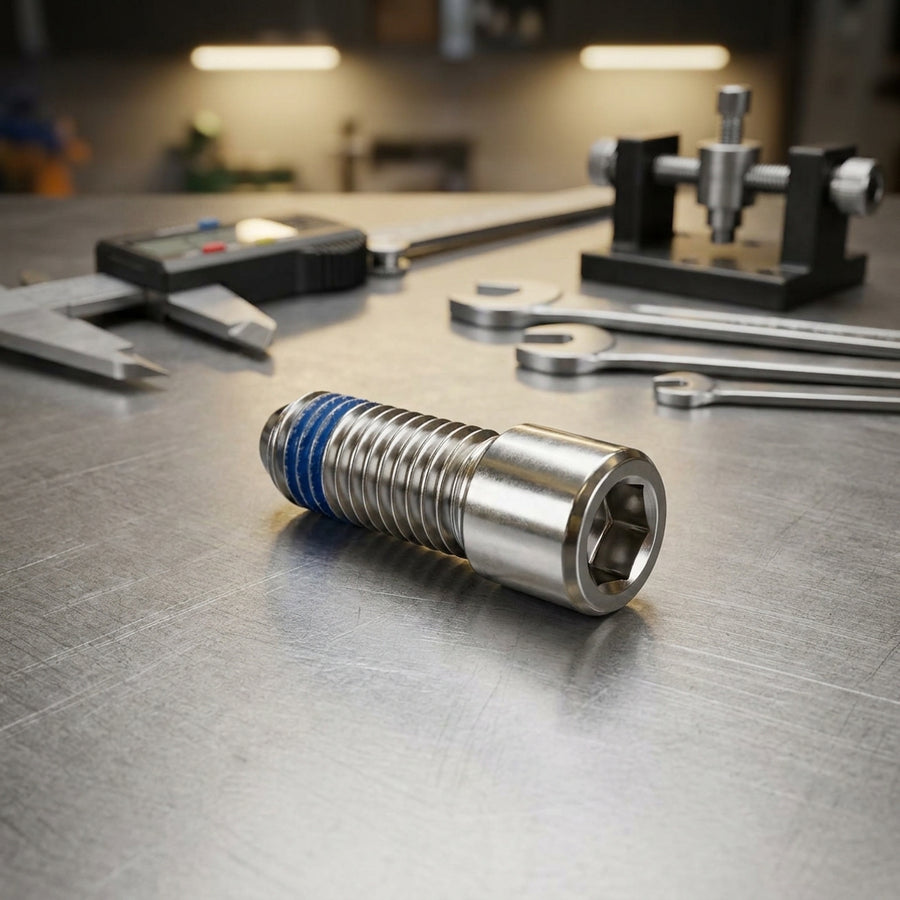 FOX Fastener M3 Edelstahlschraube mit Nylock Patch. Vibrationsfeste Innensechskant Setzschraube für sichere Fixierung.