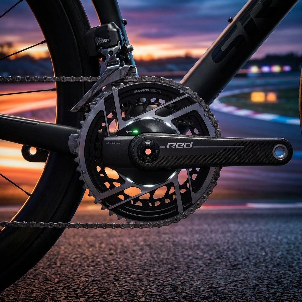 SRAM Quarq RED E1 Kurbelgarnitur mit präzisem Powermeter am Rad, 48-35T 172,5mm für maximale Performance.