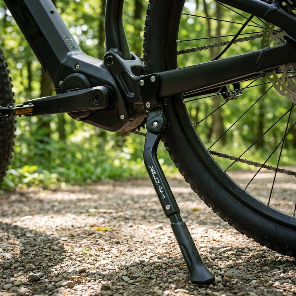 XLC Kickstand Halterung KS-X11 für Ghost Riot/E-Riot Fahrräder. Robuste Stahlplatte zur sicheren Fahrradständer-Befestigung KSA-18.