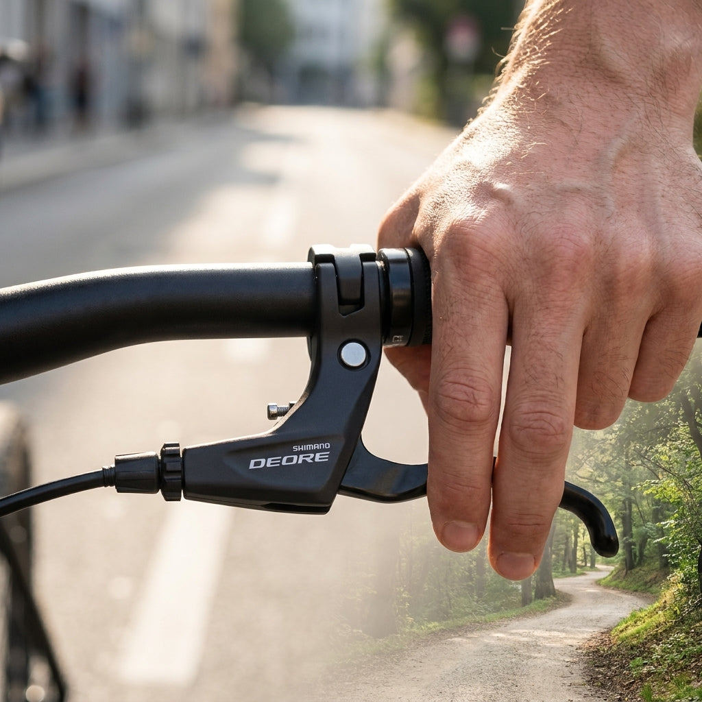 SHIMANO DEORE BL-T610 Bremshebel links am Fahrrad, für V-Brakes und mechanische Scheibenbremsen.