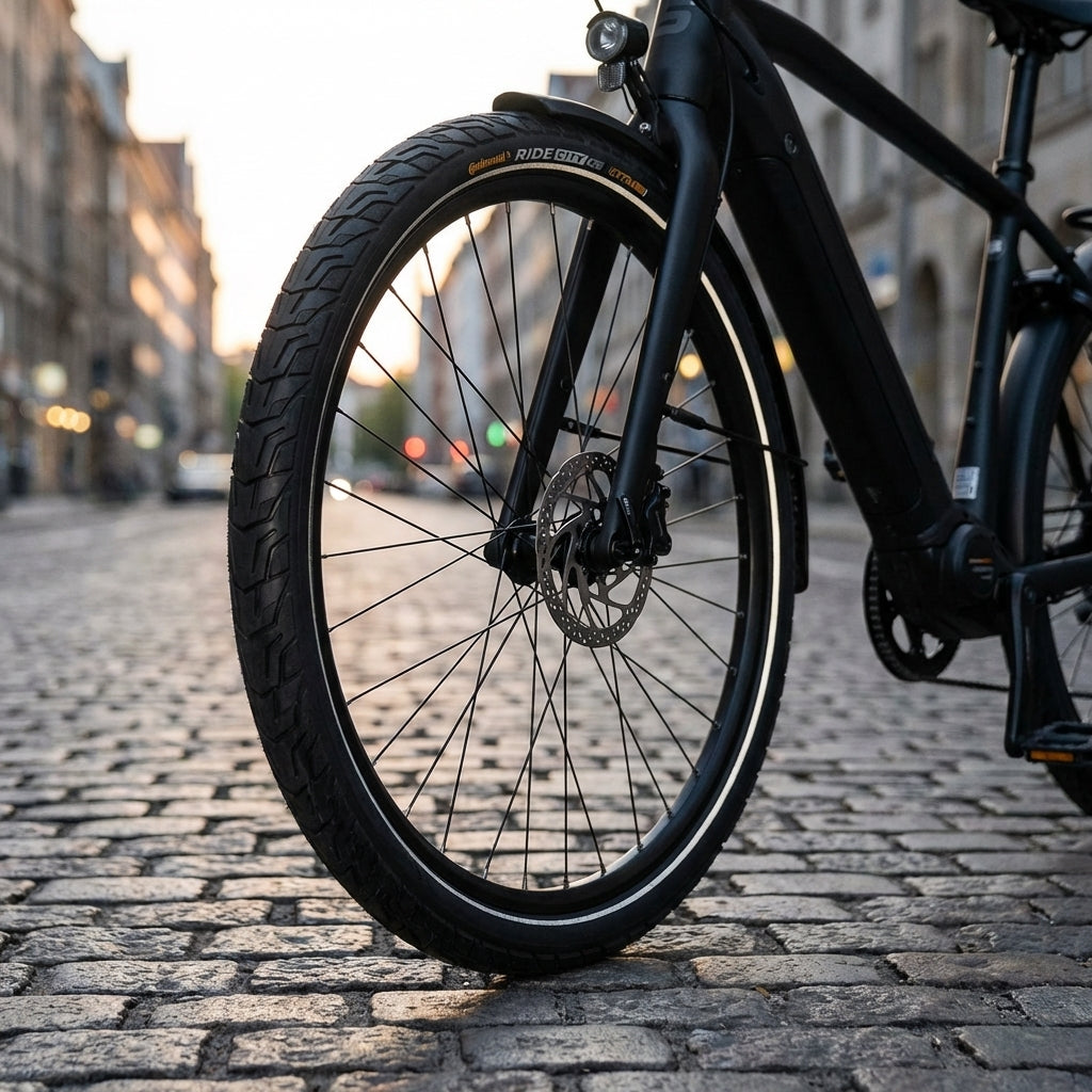 Continental Ride City Reifen für Cityrad und E-Bike. Robuster Drahtreifen 37-622 mit Pannenschutz und Reflexstreifen für sichere Fahrten.