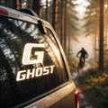 GHOST Fensteraufkleber für Fahrrad und Auto. Hochwertiger, wetterfester Marken-Sticker mit Original GHOST Logo für echte Fans.