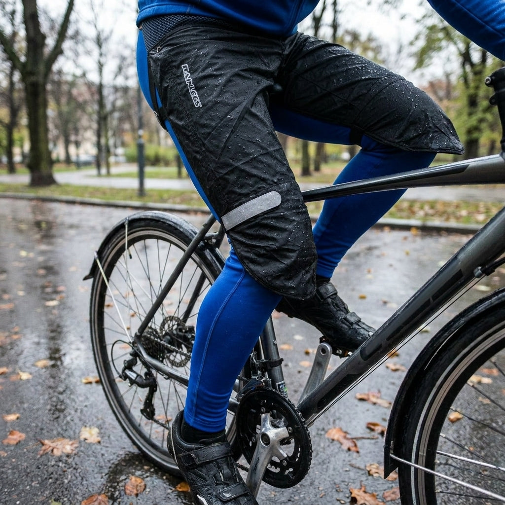 Rainlegs Beinschützer schwarz für Radfahrer & Outdoor. Ultraleichter, atmungsaktiver Regenschutz für die Beine.
