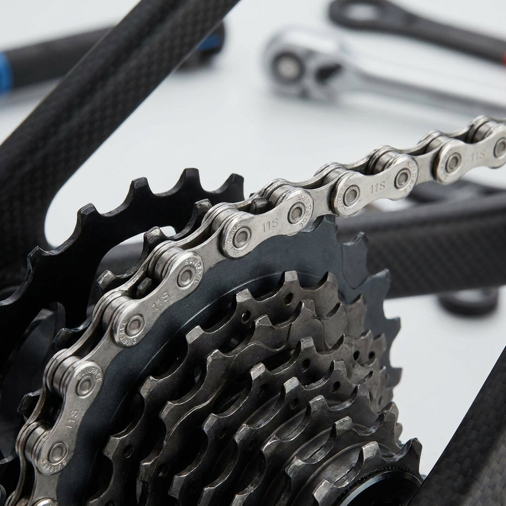 SunRace CN11A silber 11s Fahrradkette auf Kassette, Sram Shimano 11-fach kompatibel für Rennrad und MTB.