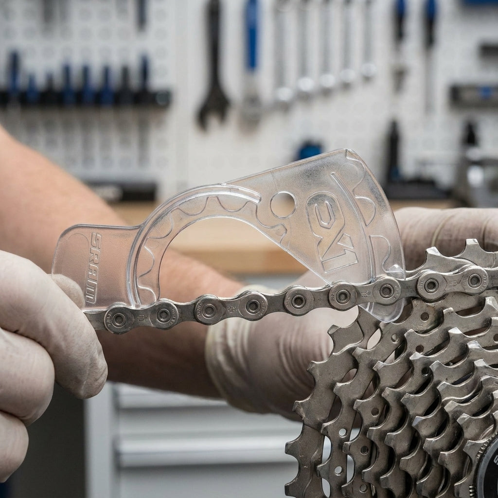 SRAM Chaingap Werkzeug EX1 misst präzise den Kettenabstand einer Fahrradkette für optimale Schaltperformance.